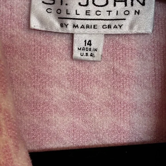 St. John Collection By Marie Gray Pink Checked Gingham Look Blazer 14 MSRP $1998 - Picture 8 of 9